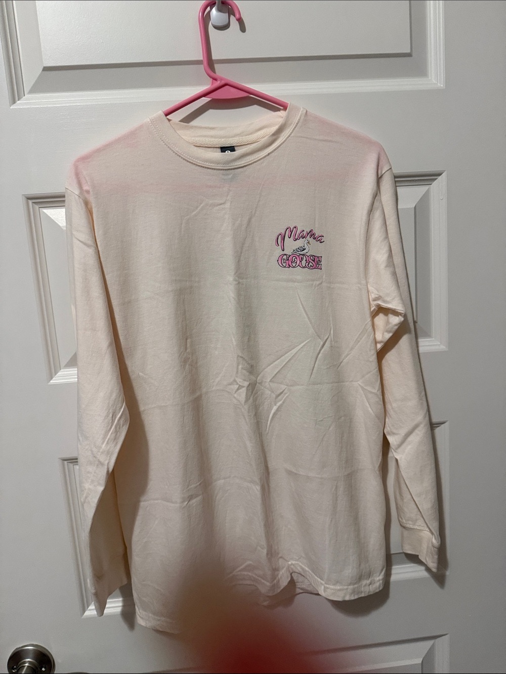 Simply Southern Cream Long Sleeve Tee with Pink Logo